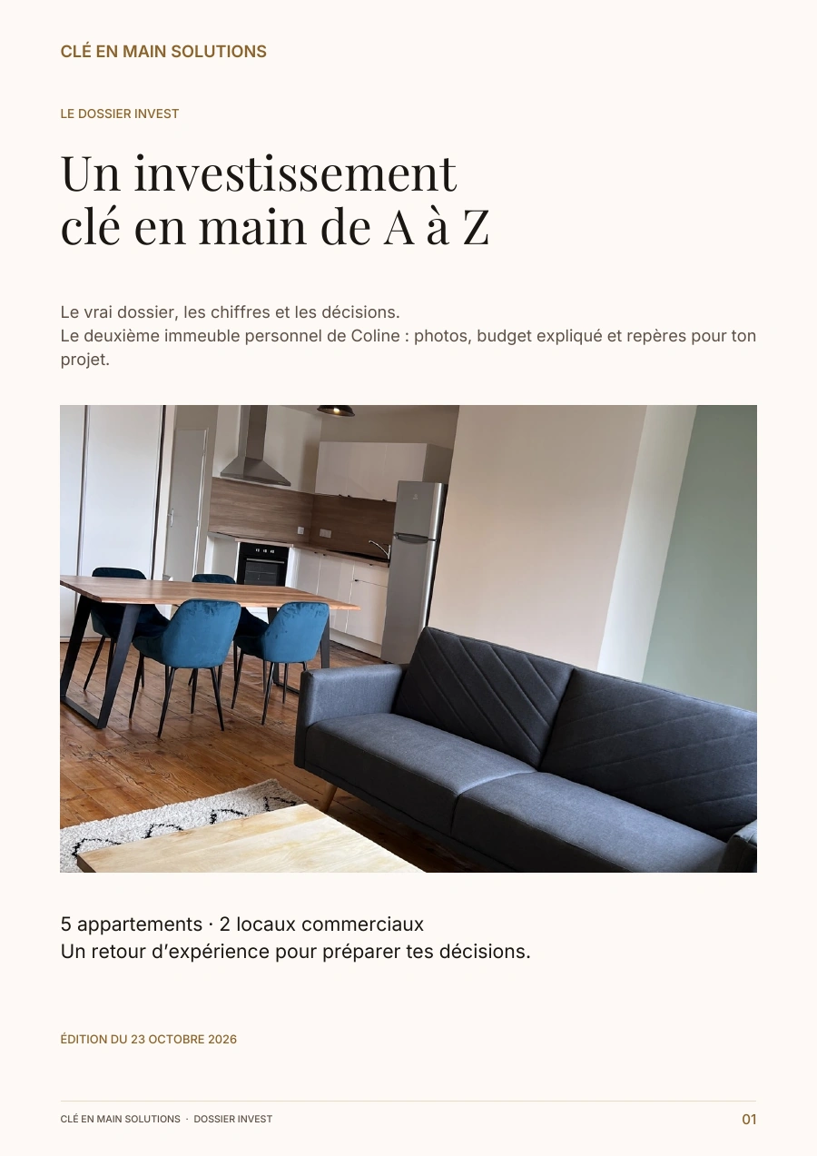 Couverture : Un investissement clé en main de A à Z, le vrai dossier, les chiffres et les décisions